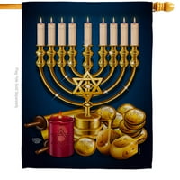 Jevrejska festivalska kuća Hanukkah zimske dvostrane ukrasne okomito zastava ukras mali baner vrtni