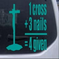Križ + nokti oprošteni Isusov prelaz ili kamion prozora za naljepnicu za laptop naljepnica za laptop tirkizni 6in 3.8in