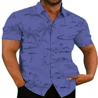 Prednji ručni muškarci Ljetne košulje dolje dolje na vrhovima bluza za vrat MENS Havajska majica Majica