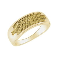 0. Carat Okrugli oblik žuti prirodni dijamantski muški zaručnički prsten za venčanje 10K čvrsto zlato