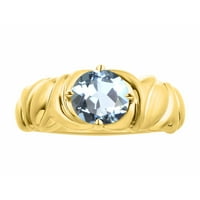 * Rylos Solitaire ovalni dragulj Aquamarinski prsten - mart rođenje *