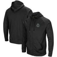 Muški Colosseum Crni Ohio State Buckeyes Blackout 3. Tonal Raglan puni zip hoodie