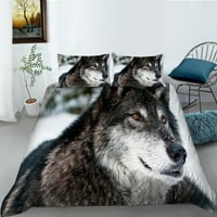 Postavite posteljine Duvet Cover Cool Fashion Home Tekstil Wolf Tiskanje prekrivača, Twin
