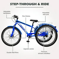 Docredni planinski tricikl za odrasle, brzi bicikl za tri kotača, odrasli trike, nosivost LBS