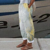 HHEI_K Modni ženski protupožarni struk casual komforne labave ispisane hlače Palazzo hlače za žene