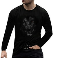 Duks za muškarce Muška modna ležerna štampa O-izrez Loove majica dugih rukava pulover na vrhu crne m