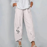 Yuwull teretni pantalone, pamučne posteljine široke pantalone za noge za žene vintage harem pantalone