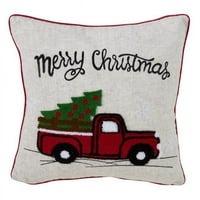4120.m16s in. Square napunjen polimen božićni jastuk sa vintage crvenim kamionom - više boja
