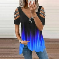 FOPP Prodavač Žene Ljetne majice kratki rukav V izrez Tunika sa patentnim zatvaračem hladnim ramenima