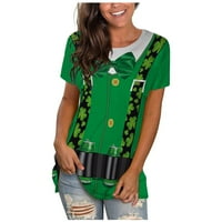 Olintne majice za žene za žene modne dame bluza na vrhu Slim Fit Lucky Clover Print St. Patrick's Day