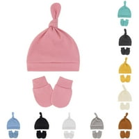 Putformat Set SOT HAT HAT rukavice Čvrsta boja tanke čvor elastične rukavice za dojenčad za svakodnevno