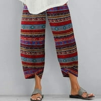 BVGFSAHNE Print pantalone za žene pojas za strukne pantalone Ležerne dame elastične široke pantalone