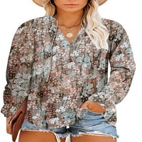 Eytino ženske plus veličine boho vrhovi cvjetni V izrez kratki rukav labavi fit šifonske bluze