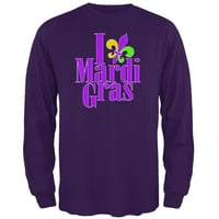 Love Mardi Gras Fleur de Lis Muška majica s dugim rukavima Purple 2xL