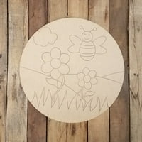 18 Sretan medeni pčelinji krug plaka oblika drveta, boja po liniji, dječja umjetnost, graditi-a-cross