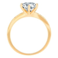 1. CT sjajan okrugli rez prozirni simulirani dijamant 18k žuti zlatni pasijans sa Accenting prstenom