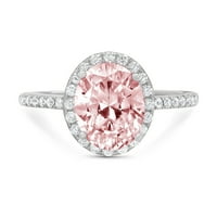 2.27ct ovalni rez ružičasti simulirani dijamant 18k Bijelo zlato ugraviranje izjava bridalna godišnjica