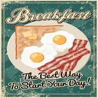 Laminirani doručak Najbolji način za početak dana Vintage Poster Dry Erase Sign 16x24