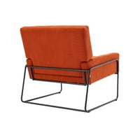 Baršunasta akcentna stolica s metalnim okvirom, moderna industrijska nagnuta fotelja, premium meka jastuka