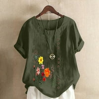Majice za žene vojske zelene ponude za čišćenje Žene ljetni casual okrugli vrat kratkih rukava cvjetajući