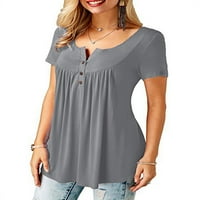 Enjiwell Womens Ljetna obična majica kratkih rukava s kratkim rukavima Flowy bluza vrhovi