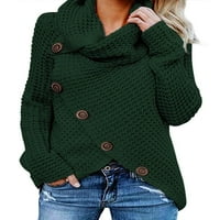 Dock Solid Women džemper O-izrez dugih rukava zimska topla gumba modna jesen Elegantni puloveri Ležerni