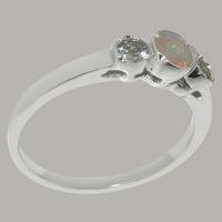Britanci napravio je 18k bijeli zlatni prirodni prsten od opola i akvamarine ženske izjave - veličine