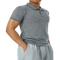 Muški elastični gumb s kratkim rukavima dolje Majica Summer Leisurus Style Solid Bool Revel Tops Streetwear