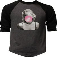Muška marilyn Monroe Bubblegum KT T crni raglan bejzbol majica X-Veliki ugljen crni
