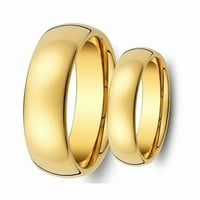 Volfram Carbide za njega i njezine kupole zlatne IP sjajne završne vjenčane prsten