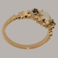 Britanska napravljena 18k ruža zlato originalni prirodni Opal i sapphire Womens Ring - Veličina opcije