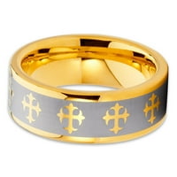 Žuti zlatni volfram karbid vjenčani prsten za vjenčani prsten brukirani srebrni finizni band 10