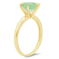 CT sjajan okrugli rez simulirani zeleni dijamant 14k žuti zlatni pasijans prsten sz 5