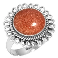 Sterling srebrni prsten za žene - djevojke smeđe zlato suncem dragulja Srebrna prstena Jednostavna srebrna
