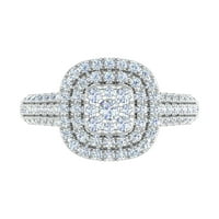 Karatni oblik jastuka Halo Diamond Angažman prsten u 10k bijelo zlato