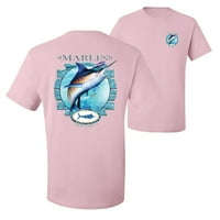 Divlji Bobby, plava Marlin Ribolov ribolov sprijeda i leđa muške grafičke majice, svijetlo ružičasta,