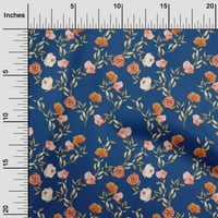Onuone viskoznog dresa Royal Blue tkanina cvijet i lišće vodenikolor šivaći zanatske projektne tkanine