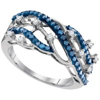 10k bijeli zlatni okrugli plavi dijamantski prugasti prsten CTTW