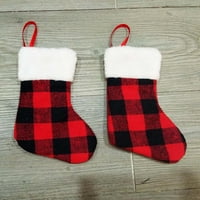 Miayilima Božićni ukrasi 1pc Božićne čarape Privjesak poklon torba Božićni materijal Crno-crvene mreže