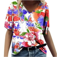 Qilakog ženska ljetna moda casual vrhovi proljeće i ljetni kratki rukav dluze s bluze V-izrez Stripe