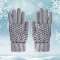 PHONESOAP New Rukavice Ženske zimske pletene rukavice Tople baršunaste rukavice Sive