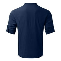 Muškarci Solid Color Majica Pamučna moda Top bluza Labavi gumb s dugim rukavima Top košulja Plaža Dnevna