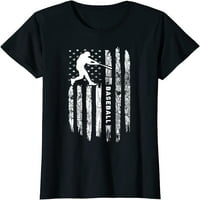 Ženska majica Američka zastava Baseball Odjeća Vintage Bejzbol, Ležerne prilike kratkih rukava Crna