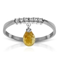Galaxy Gold 14k bijeli zlatni originalni dijamanti i prirodni citrinski šarm prsten - veličina 7.5