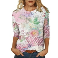 Ženska cvjetna bluza s kratkim rukavima majice kvadratni vrat tees shmmer tunika casual cvjetni naborni