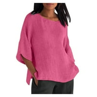 LastESso Womens Fashion tiskani pulover Top dugih rukava okrugli vrat Klasične vrhove tuničara sa tipkama