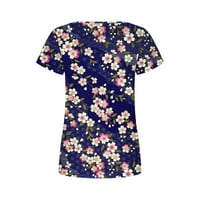 Dressy ljetni vrhovi za žene Trendy, ženska rukava Crewneck Slim Fit Tee bluza cvjetni tiskani uski