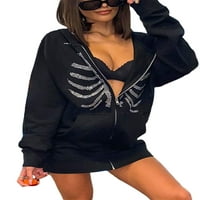 Žene plus veličina kratkih rukava V-izrez za ispis bluza pulover majica crne s