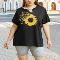 Ženske bluze Žene Ležerne prilike za print kratkih rukava plus veličina Majica TOP bluza Yellow XL