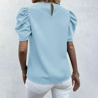 Ljetni vrhovi za ženske pulover bluza okrugli izrez kratkih rukava od tiskanog plavog l